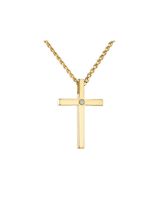 14K Gold Frauen Kreuz mit Kette