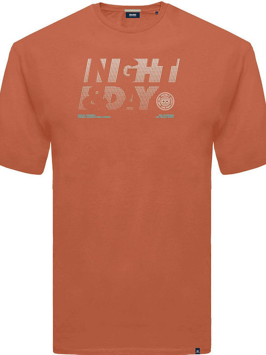 Double Ανδρικό T-shirt Πορτοκαλί με Στάμπα