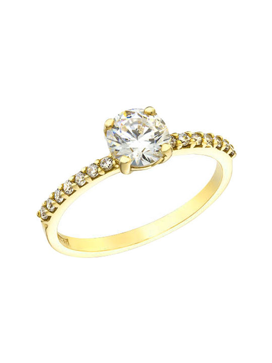 14K Gold solitaire ring with cubic zirconia