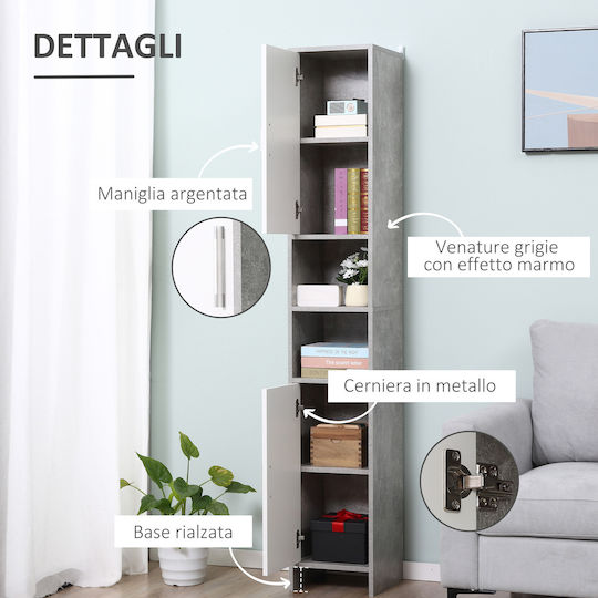 Kleankin Floor Bathroom Column Cabinet L30xD30xH180cm Gray