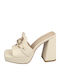 Monte Leder Mules mit Chunky Hoch Absatz Ecru
