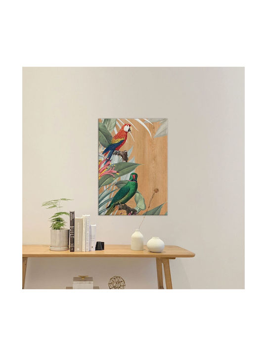 Ango Parrots Wooden Painting 67x47cm