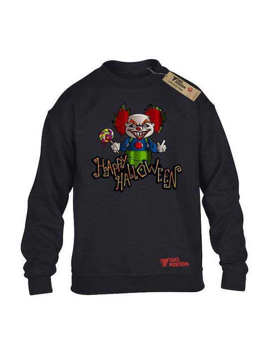 Takeposition Kids Sweatshirt with Hood Black H-cool Happy Halloween