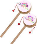 Wooden Drum with name Retro Rainbow