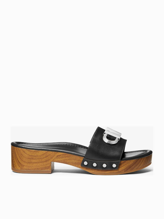 Parker Leather Women's Flat Sandals in Black Color