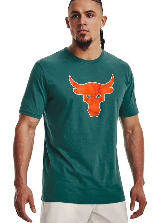 Under Armour Project Rock Brahma Bull Ανδρικό T-shirt Πράσινο με Στάμπα