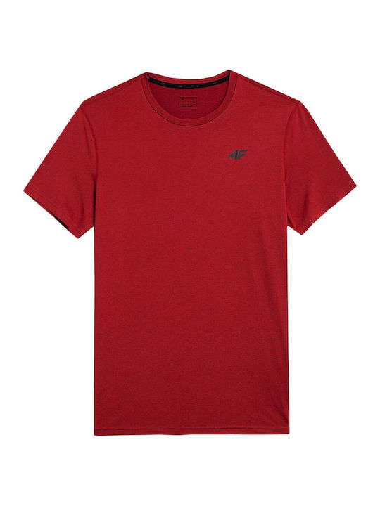 4F Αθλητικό Ανδρικό T-shirt Κόκκινο Μονόχρωμο