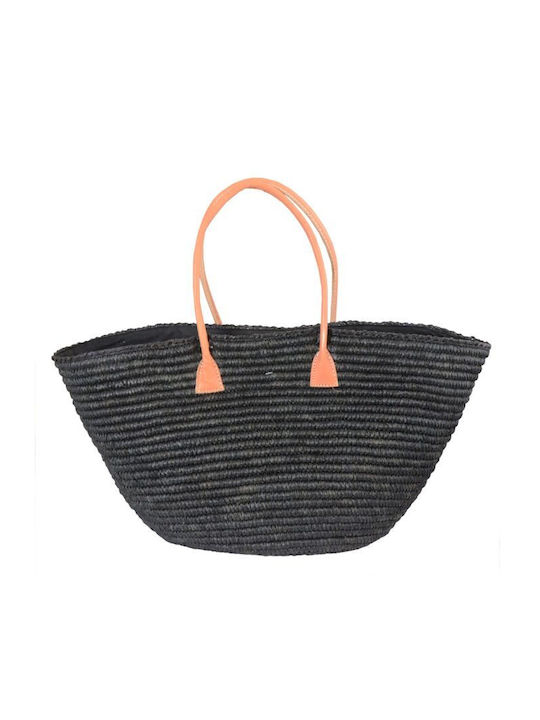 Rock Club Beach Bag - Handmade Raffia - Black