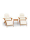 Deckchair Wooden with Cushion Brown with Table 3pcs 75x84x90cm.