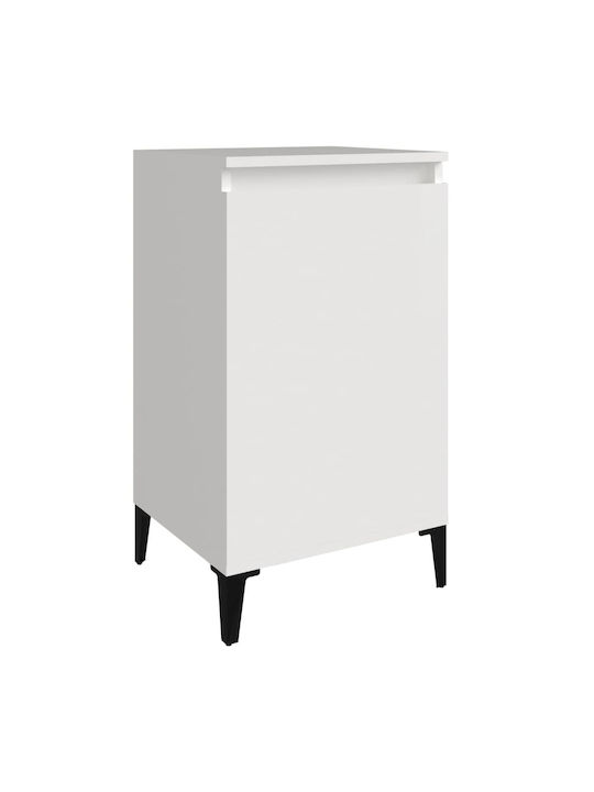 Metallic Bedside Tables with Glass Surface 2pcs White 40x35x70cm