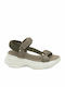 Leather Women's Flat Sandals Anatomic Sporty in Khaki Color