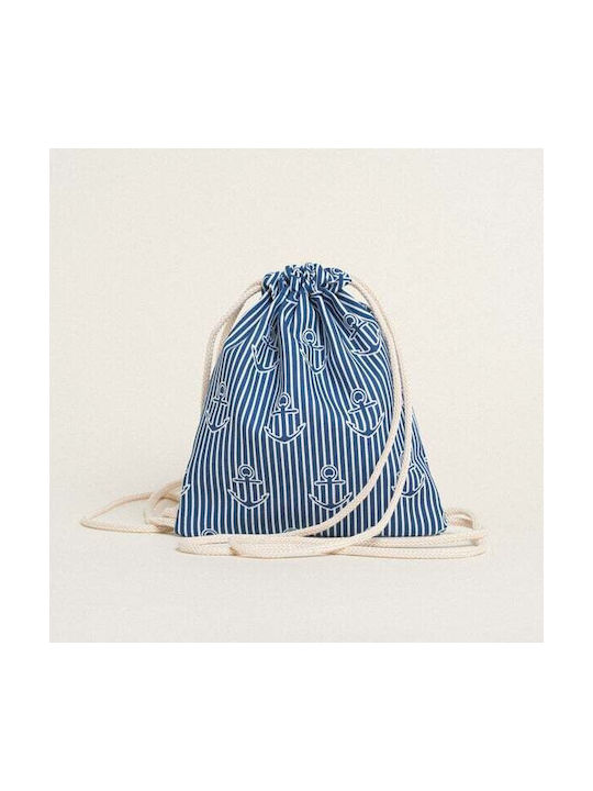 FABRIC BACKPACK BAG 20X24CM ANCHOR ANCHOR STRIPES (BLUE)