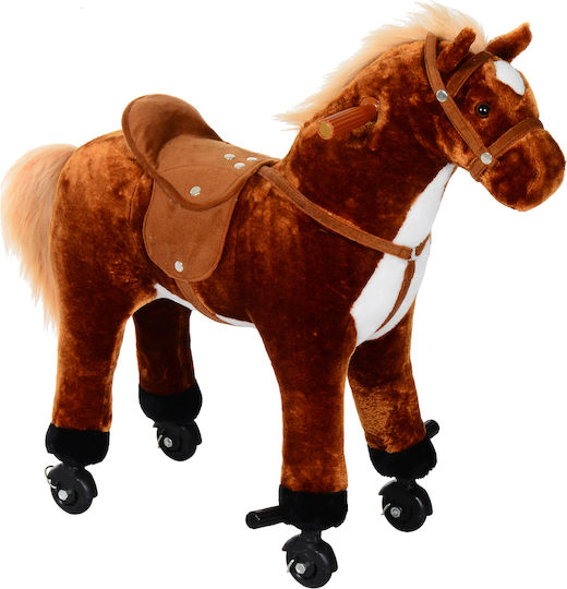 HomCom Horse Ζωάκι Ride On για 36+ μηνών με Ήχους Καφέ
