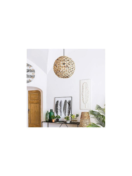 Pendant Light Beige Grid with Socket E27 38x38x36cm