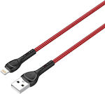 Ldnio LS482 Geflochten USB-A zu Lightning Kabel Rot 2m