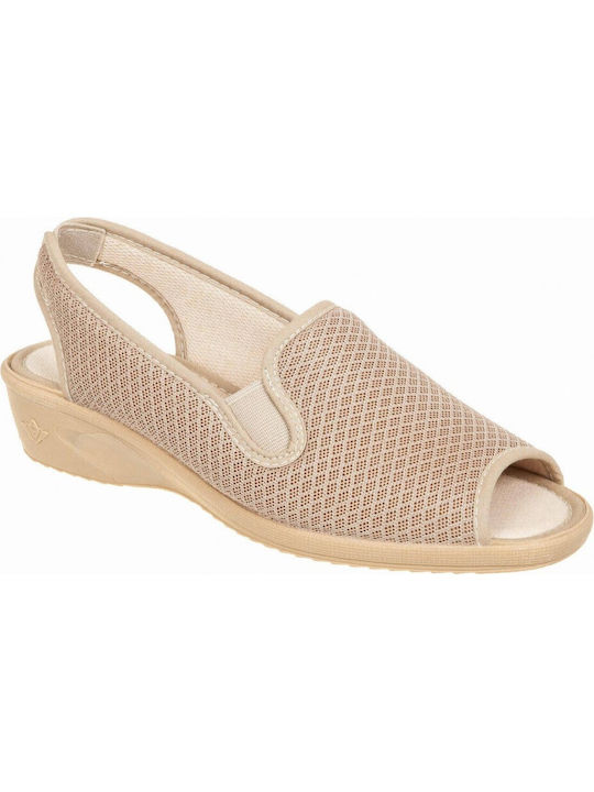 Adam's Shoes Women's Flat Sandals in Beige Color