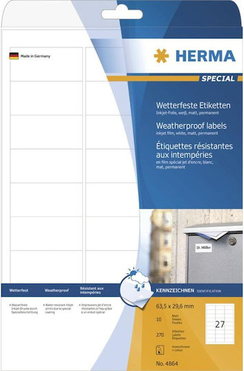 Herma 270Stück Klebeetiketten in Weiß Farbe 63.5x29.6mm