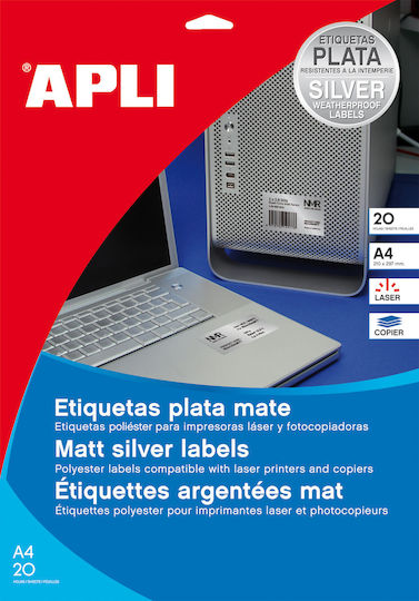 Apli Αυτοκόλλητες Ετικέτες Α4 Ορθογώνιες 210x297mm
