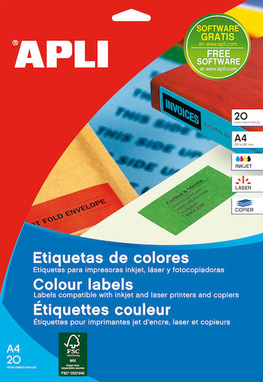 Apli Selbstklebende A4-Etiketten 210x297mm
