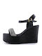 Women's Ankle Strap Platforms Black