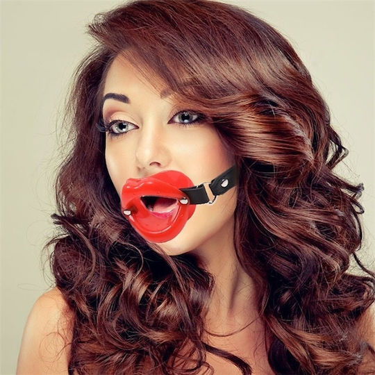Naughty Toys Φίμωτρο Red Lip Open Mouth Gag with Strap σε Κόκκινο Χρώμα