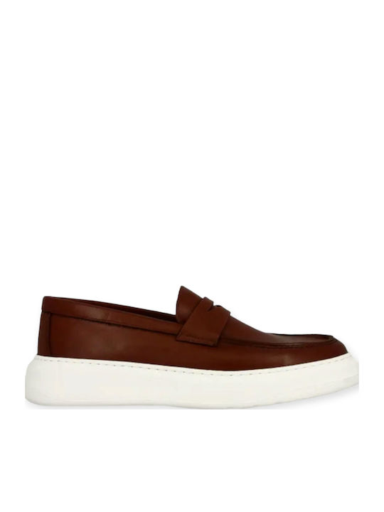 Δερμάτινα Ανδρικά Loafers σε Ταμπά Χρώμα