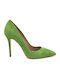 Mourtzi Suede Pointed Toe Stiletto Light Green High Heels