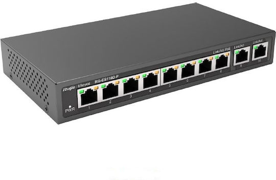 Ruijie RG-ES110D-P Unmanaged L2 Switch με 8 Θύρες Ethernet και 2 SFP Θύρες