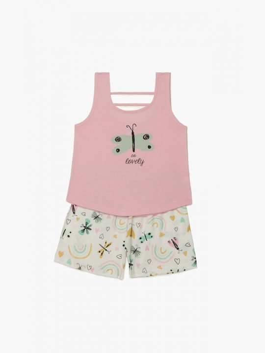 Minerva Set Top & Bottom Kids Summer Cotton Pyjamas Pink