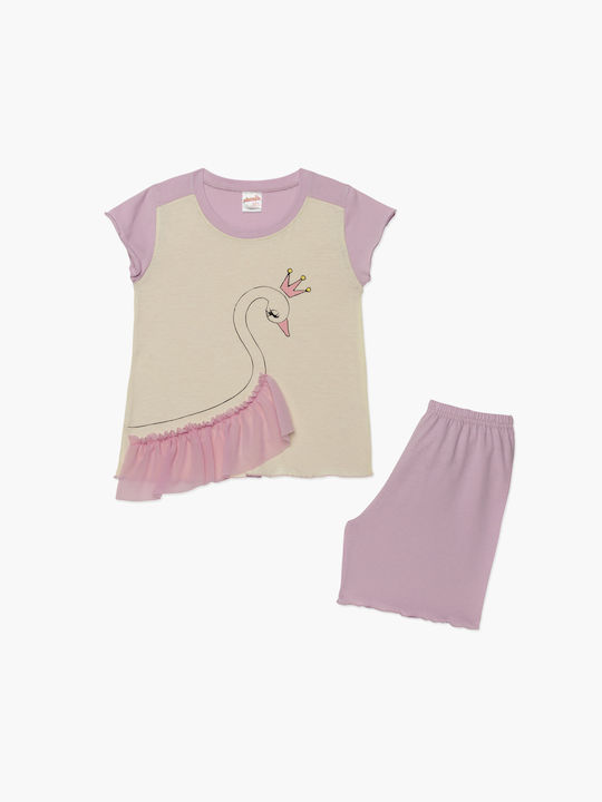 Minerva Set Top & Bottom Kids Summer Pyjamas Pink