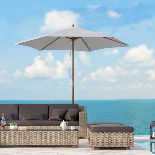 Garten & Terrassen Sonnenschirm Bodenständer Rund Holz Cream Ø2.5m