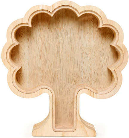 Kikkerland Spardose Holz Braun 17x19cm