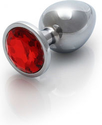 Shots Anal Plug Groß Silver / Ruby Red