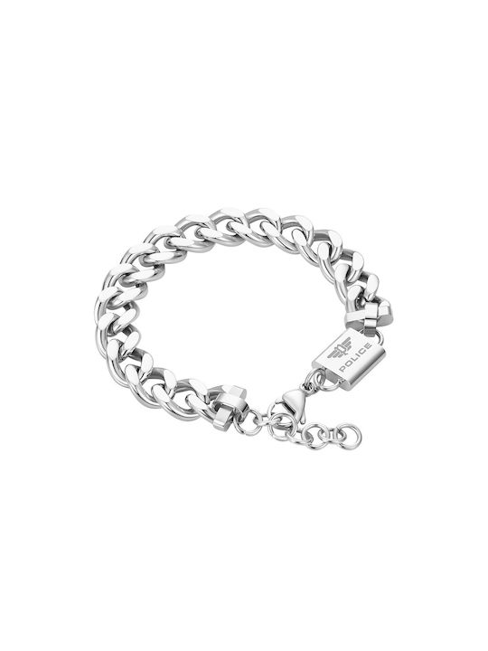 Police Silver Chain Hand Cuban Length 22cm