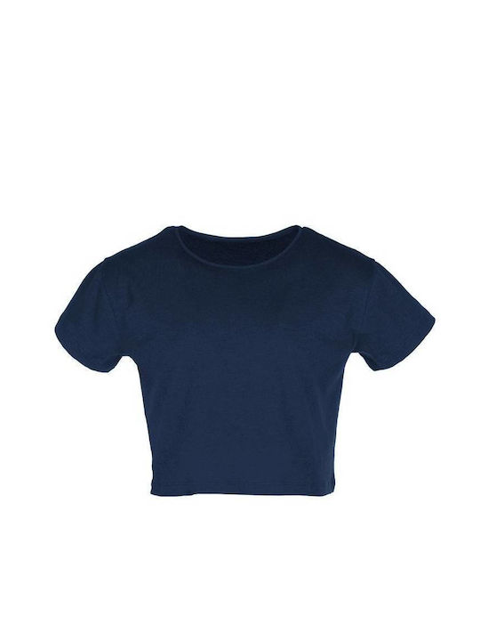 CROP 00590 Κοντό γυναικείο μπλουζάκι φλάμα Φλάμα 140grs - 100% Βαμβάκι NAVY