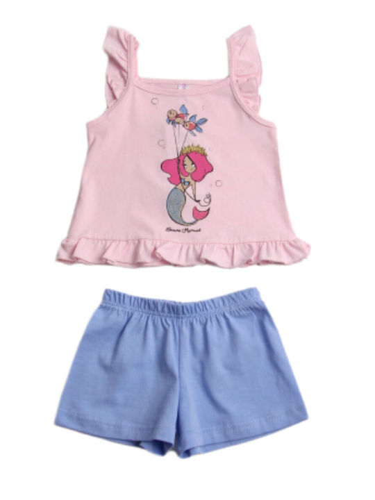 Joyce Set Top & Bottom Kids Summer Pyjamas Pink