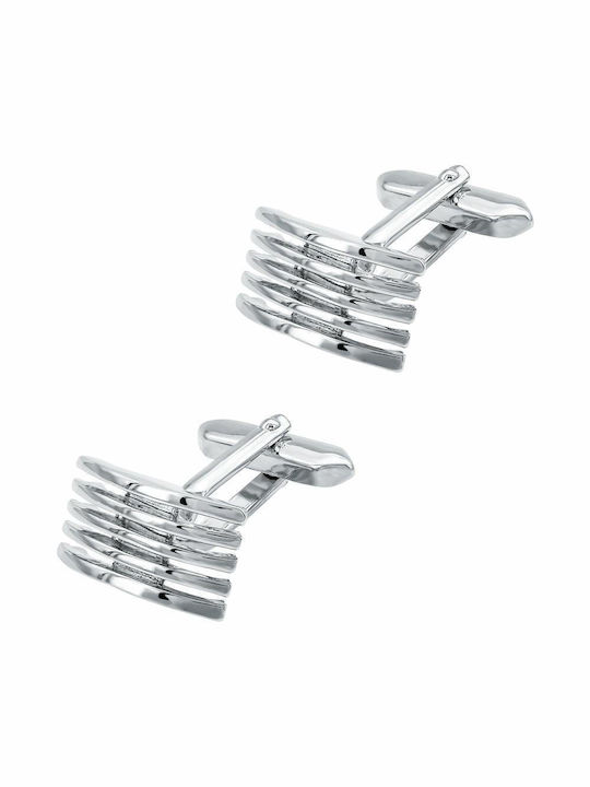 Men's Cufflinks ASCOT made of stainless steel in white color with onyx 61/8267L
