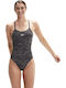 Allover Wet Fixed X-Back Athletic One-Piece Swimsuit Black/USA Charcoal