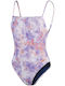 Speedo Printed Adjustable Thinstrap Athletic One-Piece Swimsuit Miami Lilac/Soft Coral/White