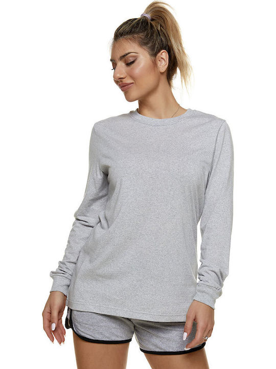 Bodymove Damen Sport Bluse Langärmelig Gray