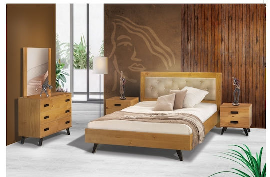 Schlafzimmermöbel-Set Eiche 150x200cm 5 Stück