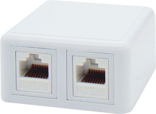Διπλή Εξωτερική Πρίζα Δικτύου RJ45 Τύπου Cat6 σε Λευκό Χρώμα 01.075.0108