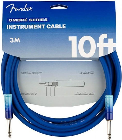 Fender Cablu 6,3 mm de sex masculin - 6,3 mm de sex masculin 3m Albastru (0990810210)