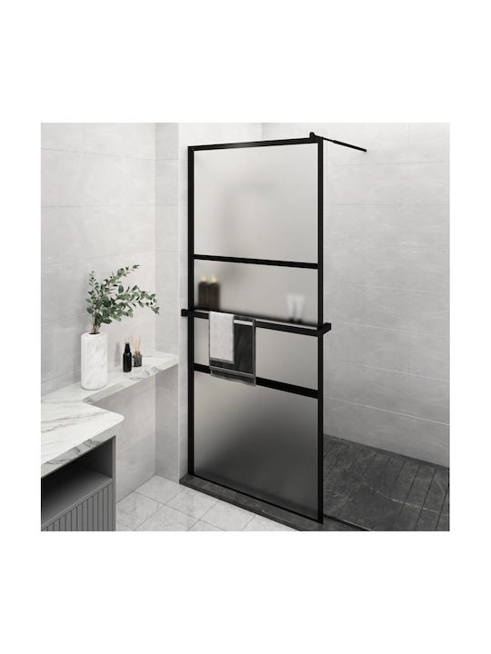 vidaXL Shower Screen for Shower 90x195cm Fabric Black