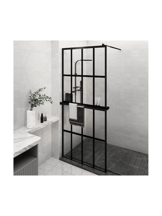 vidaXL Shower Screen for Shower 90x195cm Black