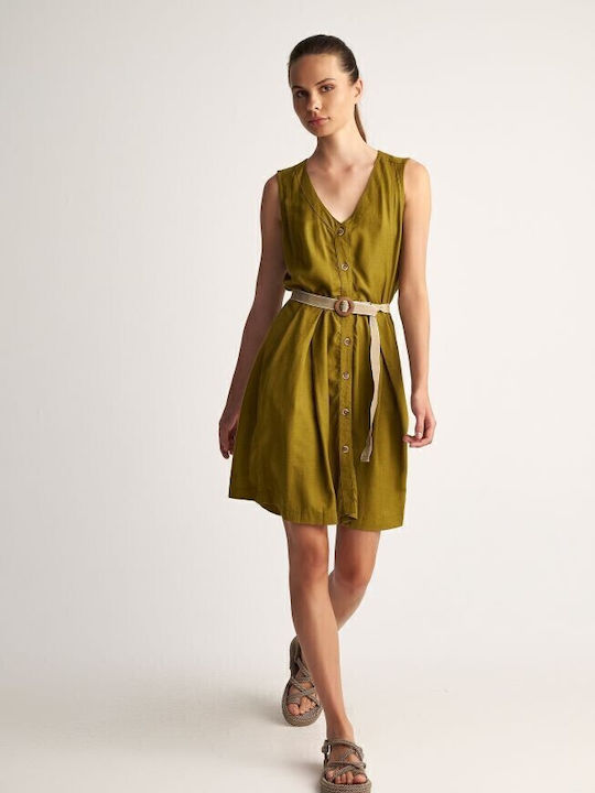 Summer Mini Shirt Dress Dress Khaki