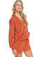 Threes Company Towel Fabric Women's Cardigan Orange