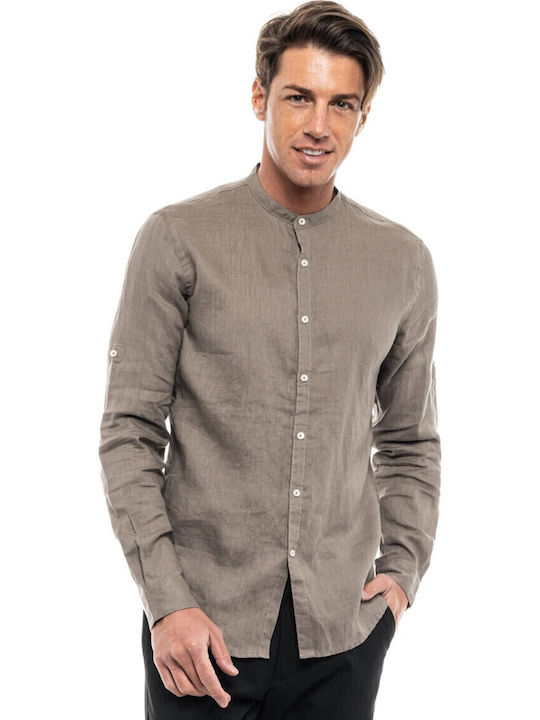 Splendid F Long-sleeved Linen Shirt Fango