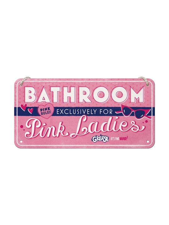 Nostalgic Art 3D Διακοσμητική Πινακίδα Paramount - Grease - Pink Ladies Bathroom Χειροποίητη Ροζ από Μέταλλο 20x10cm