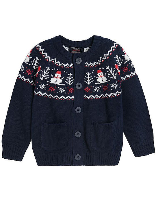 Boys Knitted Cardigan with Buttons Navy Blue
